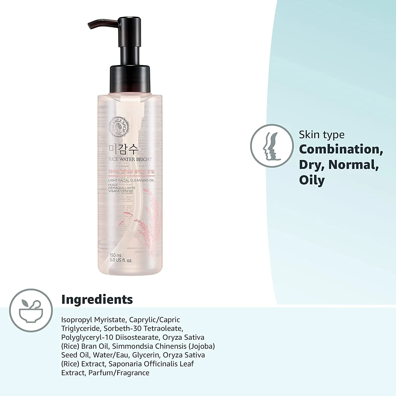 [TheFaceShop] Rice Water Bright Light Cleansing Oil 150mL - Image 3